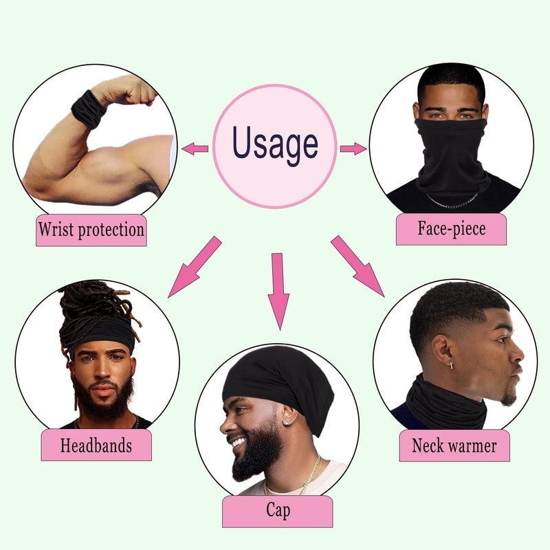 Leeven 2 Pieces Shower Cap for Women Dreadlock Cap Wide Elastic Black, Red - Image 4